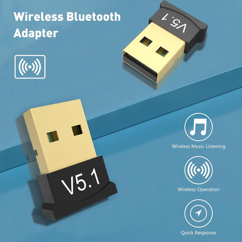 2 Pack Bluetooth 5.1 EDR USB Adapter for PC Receiver - Transmitter for Computer Desktop, Compatible with Laptop, Headset, Speaker, Keyboard, Mouse, Printer, Windows7/10/11