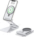 OMOTON Foldable Phone Stand Holder for MagSafe Charger, Compatible with iPhone 15/14/13/12 Pro Max, Silver