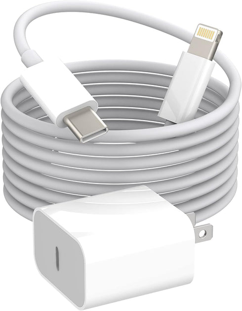 20W PD Power Adapter Compatible with iPhone 12 Pro Max Fast USB C Wall Charger Block for iPad Charging Quick Box 5ft