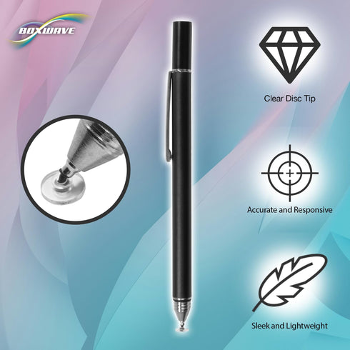 BoxWave FineTouch Capacitive Stylus Pen Compatible with Lenovo C330 Convertible 2-in-1 Chromebook (Jet Black)
