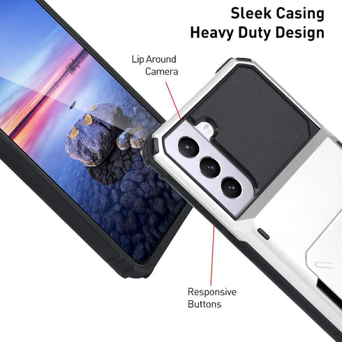 Wallet Case for Samsung Galaxy S22 Plus with 4-Card Holder Slot, Shockproof Hybrid Heavy Duty Protection Armor Cover -
