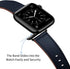 OUHENG Genuine Leather Apple Watch Band Replacement Strap for 42mm 41mm 40mm 38mm, Dark Blue/Black