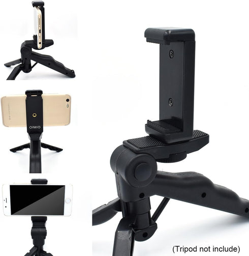 Universal Cell Phone Tripod Mount Adapter, OIMIO Phone Holder Clip for Monopod, Selfie Stick & More (2 Pack)