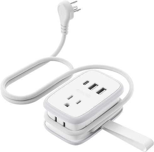 NTONPOWER USB C Travel Power Strip, Flat Plug with 3ft Extension Cord, 2 Outlets 3 USB Ports, Cruise Approved