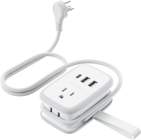 NTONPOWER USB C Travel Power Strip, Flat Plug with 3ft Extension Cord, 2 Outlets 3 USB Ports, Cruise Approved