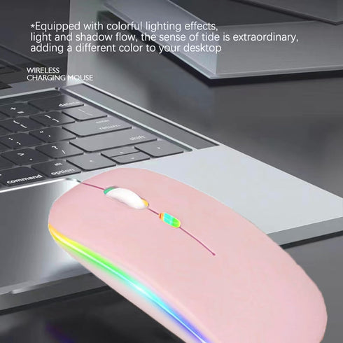2 Pack Wireless Bluetooth Mouse - LED Dual Mode Rechargeable Silent Slim Laptop Mouse for Laptop, Desktop, Tablet (Pink)