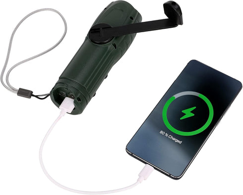 Hand Crank Flashlight with Emergency Radio, Portable USB Charging LED Torch for Camping and Hiking