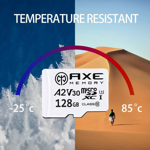 AXE MEMORY 128GB Micro SD Card 4K Ultra Full HD Video Premium Speed MicroSDXC Up to 100MB/S A2 V30 UHS-I U3 with SD