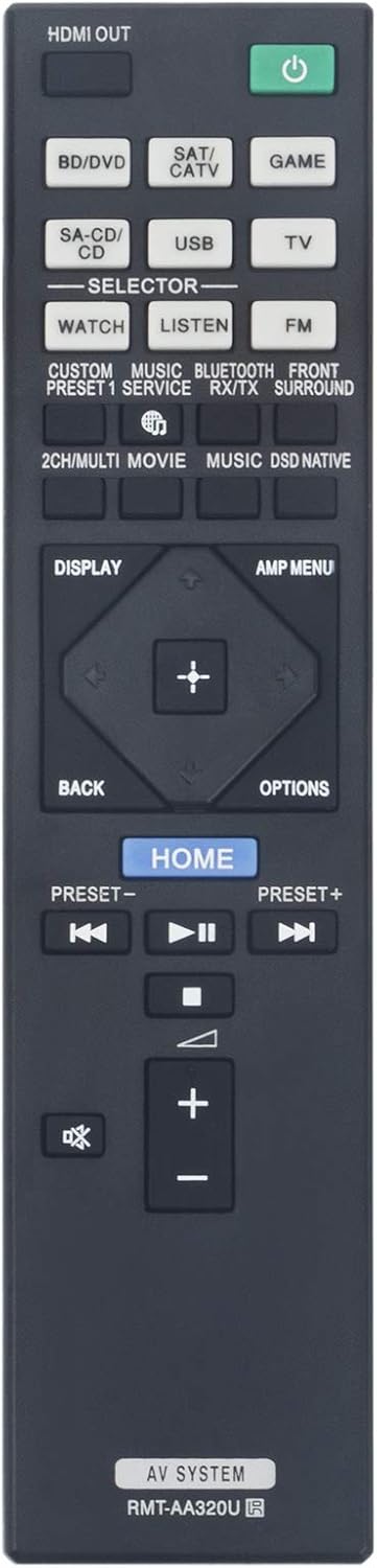 RMT-AA320U Replacement Remote Control for Sony Multi Channel AV Receiver STR-ZA810ES STR-DN1080
