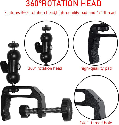 2-Be-Best Mini Projector Mount, Articulating Clamp Mount, 360 Flexible, Compatible with Projector, Camera, LED Light, 1