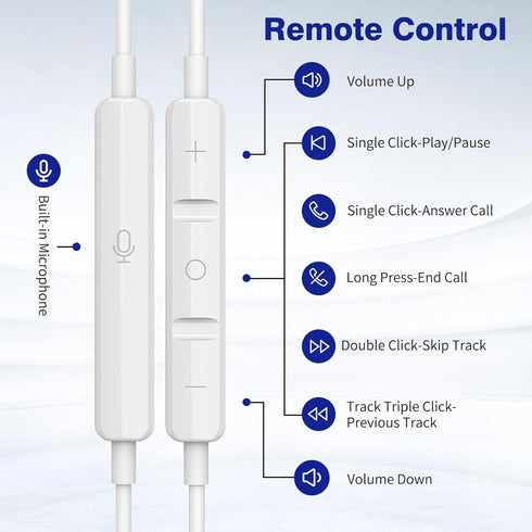 Wired Headphones 3.5mm Jack Aux Earbuds, Corded Earphones with Microphone Volume Control Noise Isolation for iPhone 6