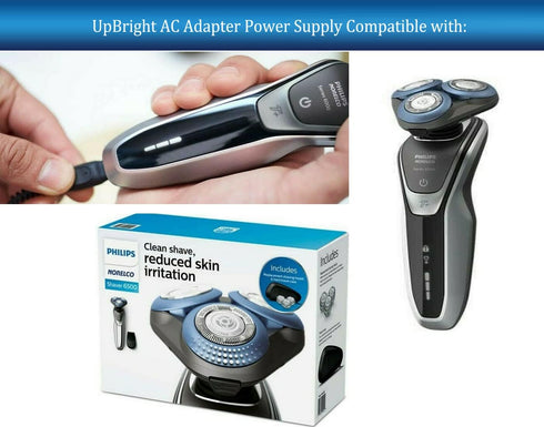 UpBright 15V 5.4W AC/DC Adapter Compatible with Philips Norelco Shaver 6500 S6540 Series 6000 HQ7150 HQ7160 HQ7180 HQ7290 HQ8160 HQ7866 HQ8260 HQ8831 HQ8865 PT710 PT720 PT725 HQ8505 Power Cord Charger