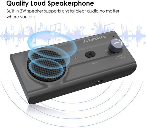 Avantree CK11 Hands Free Bluetooth 5.0 Car Kits with Loud Speakerphone, Wireless Visor Clip - Titanium