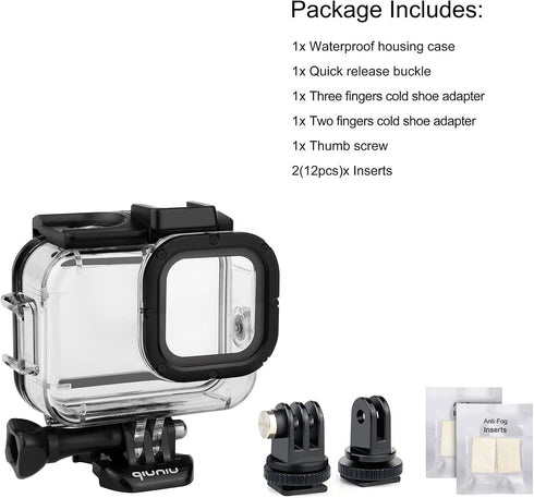 Standard Protective Waterproof Dive Housing Case for GoPro Hero 9, 10, 11, 12, Up to 45 Meters, Transparent