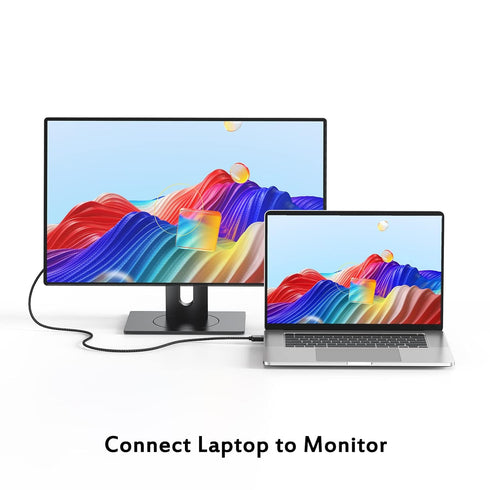 FEMORO 6 Feet HDMI to VGA Cable, Male to Male Braided Cord, 1080P@60Hz for Monitor, Computer, Laptop, Projector, HDTV