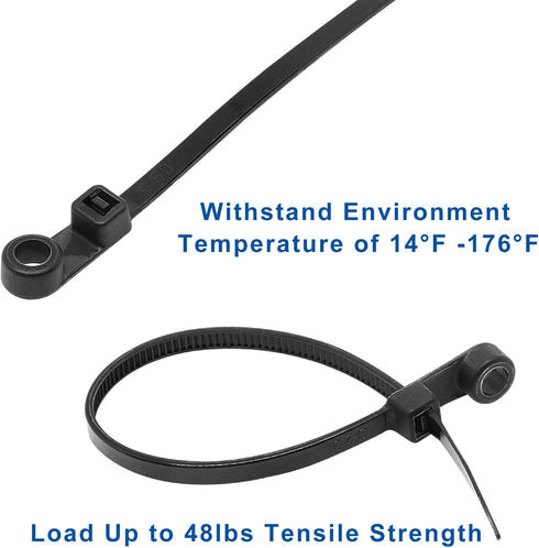 Zip Ties with Screw Hole, 150 Pcs, 6 inch 48 lbs Electrical Cable Ties Straps, Heavy Duty Nylon Zip Tie (Black)