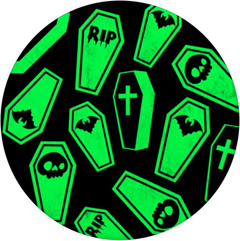 Halloween Coffin Pattern Black Green Horror Gothic PopSockets PopGrip: Swappable Grip for Phones & Tablets