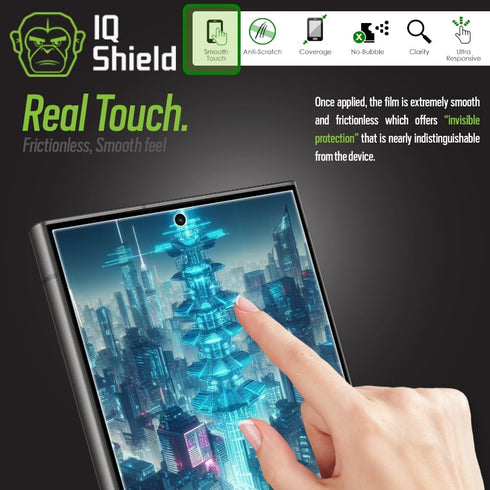 IQShield 2 Pack Clear TPU Film Screen Protector for Samsung Galaxy S24 Ultra, Bubble-Free Installation,
