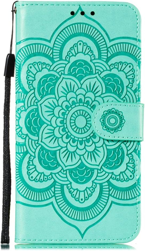 Samsung Galaxy A01 Case, Premium Flip Wallet PU Leather Cover with Mandala Embossed Kickstand Card Holder
