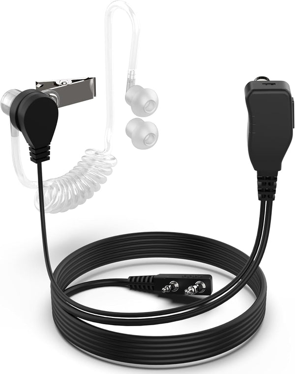 Walkie Talkie Earpiece with Mic, 2 Pin Air Acoustic Tube Surveillance Headset, Compatible with Baofeng, Kenwood, 1 Pack