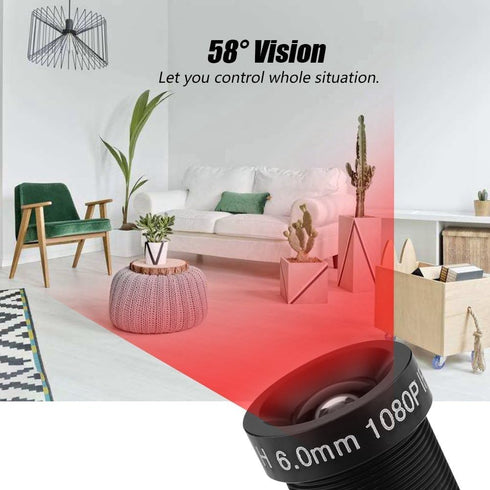 CCTV Camera Lens 6mm, 2 Million Pixels, 24-Hour IR Security Camera Lens, Suitable for 1/3 and 1/4 Inch CCD