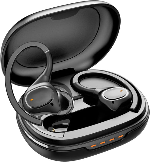 Wireless Earbuds with Earhooks for Small Ears, Deep Bass Stereo Earphones with Mic, IPX7 Waterproof, Noise Isolation