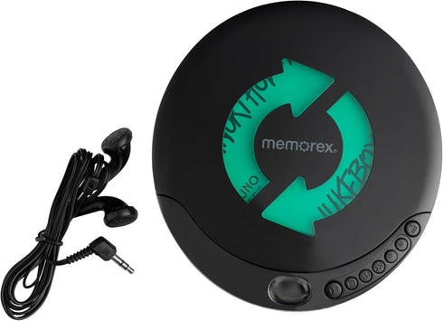Memorex MX-DM80 Portable CD Player | Compact Disc Player with Anti-Shock Technology | LCD Display, Stereo Earbuds, Low