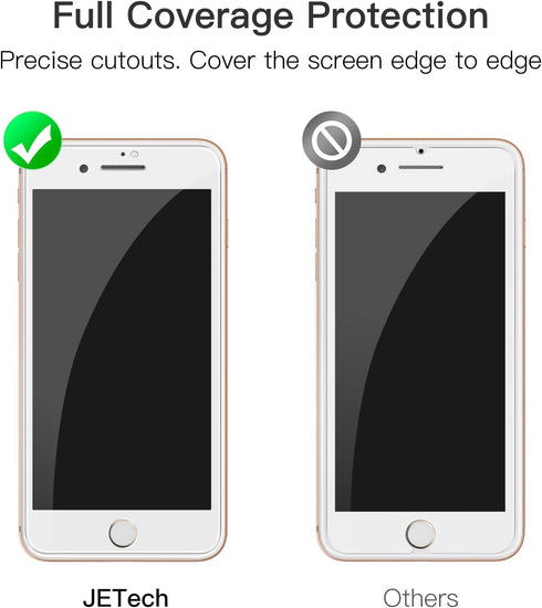 JETech Full Coverage Screen Protector for iPhone SE 3 (2022)/SE 2 (2020)/8/7 4.7-Inch, White Edge Tempered Glass Film with Easy Installation Tool, Case-Friendly, HD Clear, 3-Pack (White)