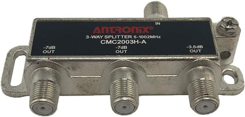 Antronix CMC2003H-A High Performance 3-Way Horizontal Splitter, -3.5dB -7dB, 5-1002 MHz for Coax Cable TV & Internet.