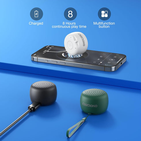 Posei T1 Mini Bluetooth Speaker, Wireless Tiny Speaker with Built-in Mic, TWS Portable for Travel, Black