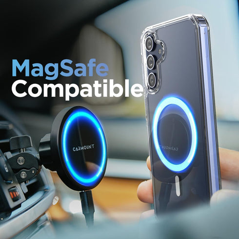 ENCASED 2-in-1 MAG Case for Samsung Galaxy A15 5G, Magnetic Cover with Ring Grip, Clear Silicone Phone Holder