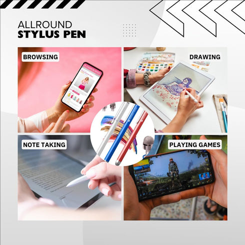 The Friendly Swede Set of 3 Fiber Tip Stylus Pens for Touch Screens, Stylus Pen for iPad, Retail Packaging, Includes 6