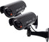 F FINDERS&CO Fake Security Camera with Realistic Red Flashing Lights and Warning Sticker, Indoor Outdoor, 2 Pack