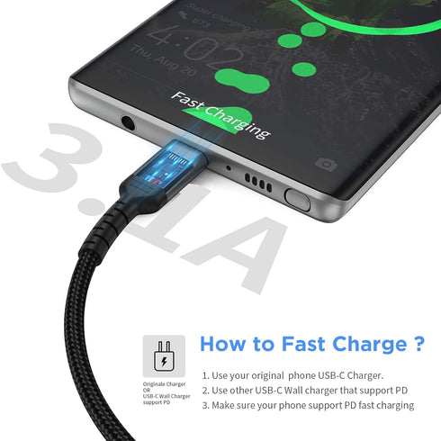 3ft USB C Charger Cord 3 Pack, Braided USB A to USB Type C Cable Fast Charging 3A Compatible with iPhone 15 Pro/Max Samsung Galaxy S22 Ultra Google Pixel 8 Pro