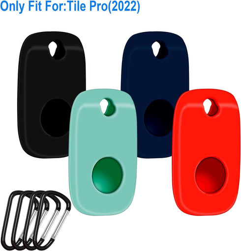 Protection Case for Tile Pro 2022 Tracker,4Pack Silicone Soft Cover Bluetooth Tracker with Keychain,Keys Finder & Item Locator Scratch Resistant Sleeve Skin Keys,Bags (black+red)