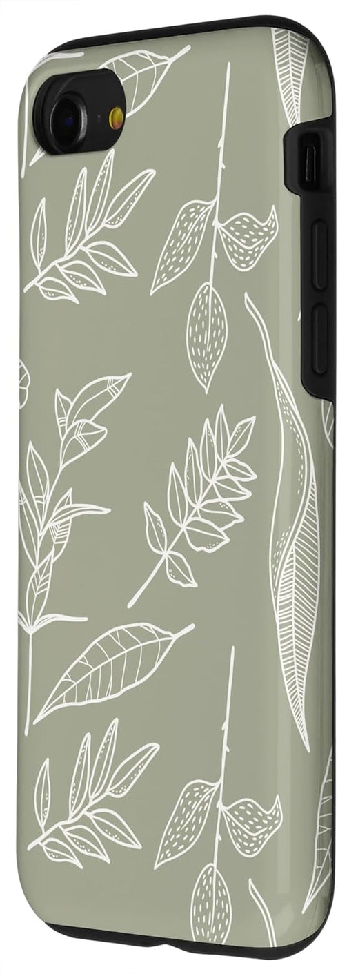 iPhone SE (2020) / 7 / 8 Case Leaves Botanical Flower Plant Line Art Sage Green