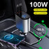 4 in 1 Fast Car Phone Charger, 100W USB C Car Charger Adapter (2.6Ft) with 2 USB Ports, Retractable Car Charger (Type