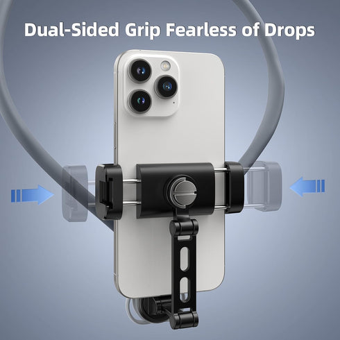 Neck Phone Holder POV/Vlog Mount, Hands-Free Phone Neck Holder with Clip and Chest Strap for Video Recording
