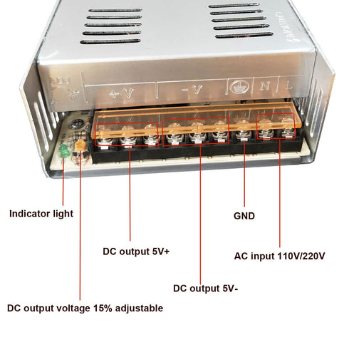 Henxlco 110V/220V 5V 60A 300W AC to DC Universal Regulated Switching Power Supply Adapter Transformer Driver Converter