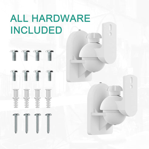 WALI Speaker Wall Mounts, Bookshelf Speaker Wall Mount Brackets, Surround Sound Speaker Mounts, 2 Pack, White