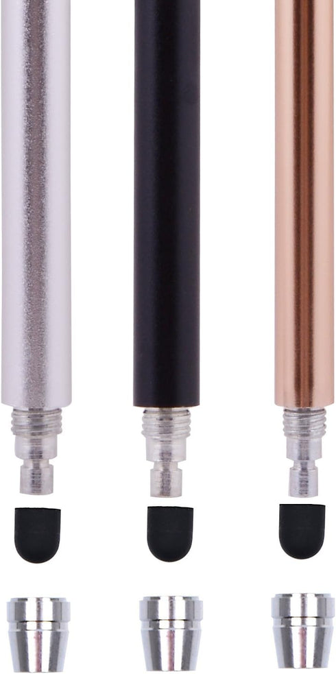 The Friendly Swede High Precision Stylus Pens - 3pcs 5.5" Stylus Pen for iPad with Replaceable Tips, Gold/Silver/Black