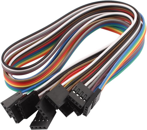 uxcell 5 Pcs Female to Female 4P Jumper Wire Ribbon Cable, 40cm Long for Breadboard DIY