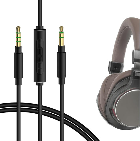 Geekria Audio Cable with Mic, Compatible with ATH-M50xBT2/SR5, Pioneer SE-MS7BT Headphones, 1/8" to 3.5mm Replacement