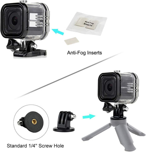 60m Waterproof Dive Housing Case - Bracket Accessories for GoPro Hero 5 Session, Hero 4 Session Cameras