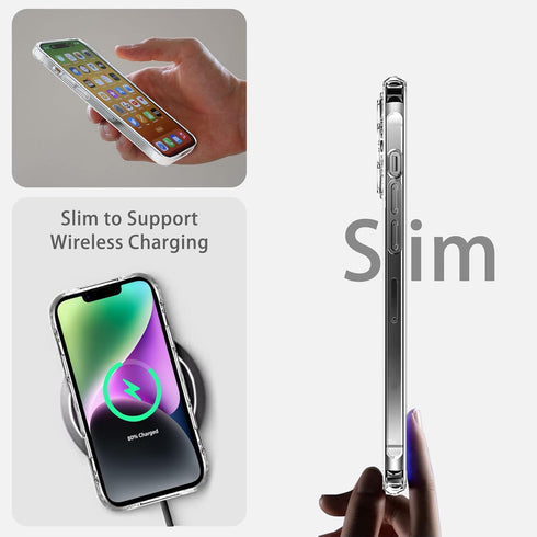 JJGoo Compatible with iPhone 14 Case, Clear Transparent Shockproof Phone Case, Slim Anti-Scratch Hard PC Back