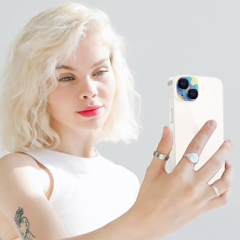 Colorful Camera Lens Protector for iPhone 14 & 14 Plus, Anti-Scratch Tempered Glass, Shockproof Full Protection.