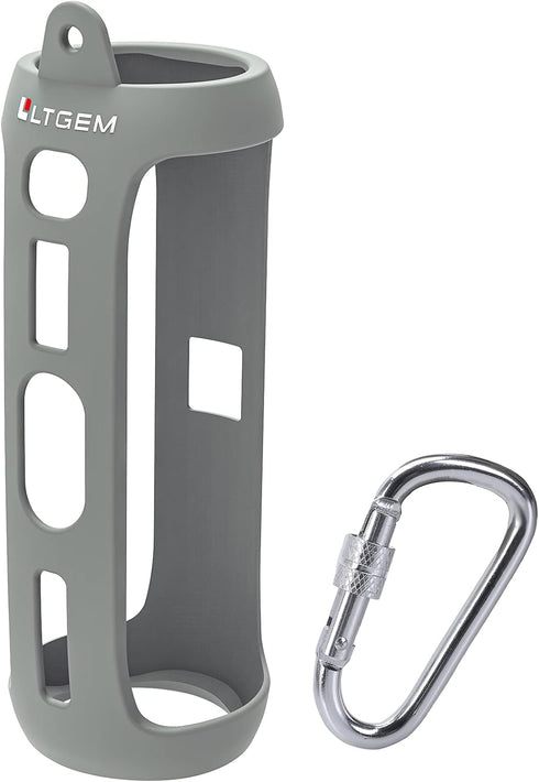 LTGEM Silicone Carrying Travel Case for JBL FLIP 5 Waterproof Portable Speaker with Extra Carabiner - Gray