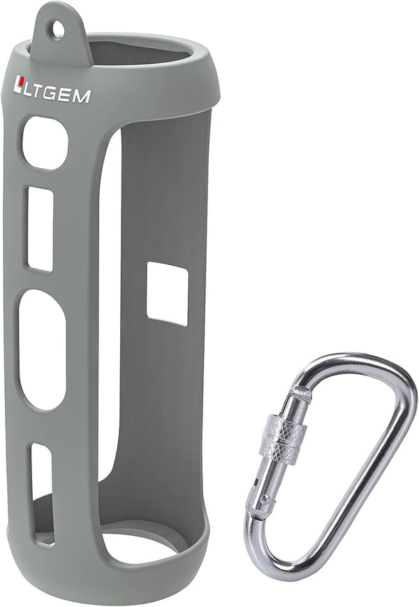 LTGEM Silicone Carrying Travel Case for JBL FLIP 5 Waterproof Portable Speaker with Extra Carabiner - Gray