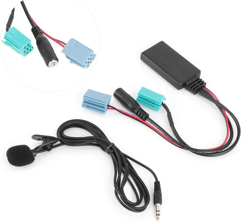 Bluetooth Audio Adapter, DC12V 6Pin AUX-in Adapter with Microphone, ABS Fit for Renault Clio/Espace/Megane