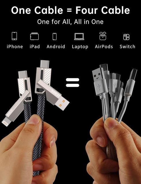 One is Enough 4In1 USB C to Lightning Cable - 45W High-Speed Charging & Fast Data Transfer for iPhone iPad Samsung